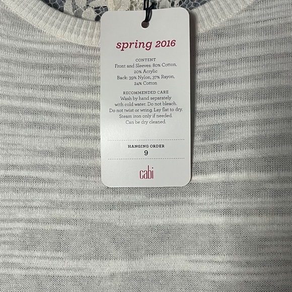 Cabi Sophia Sweater Women’s Medium Long Sleeve Sheer Lace Back Style 5005 NWT - Picture 6 of 9
